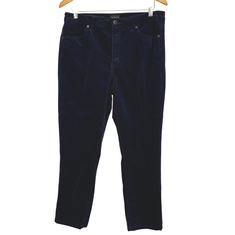 Talbots Corduroy Straight Leg Pants Size 12 Navy Blue Casual Wear‎ Pinwale Cords